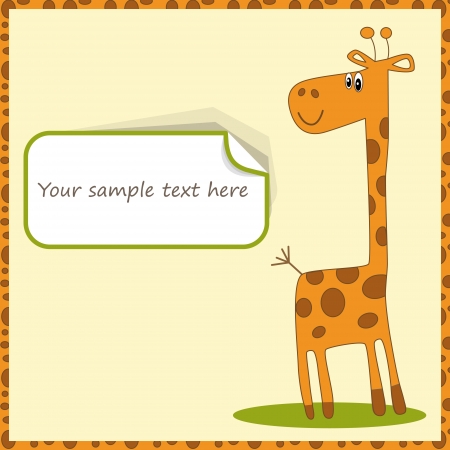 Cute template for postcard with giraffe illustration のイラスト素材
