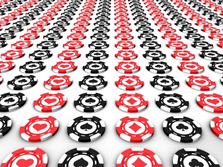 Casino chips over white backgroundの写真素材