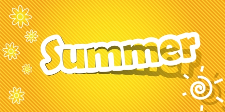 Vector illustration  Summer text  Realistic cut, takes the background color  のイラスト素材