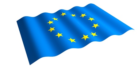 flying the EU flag  3d render の写真素材