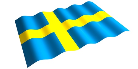 flying the flag of Sweden  isolated 3d rendering の写真素材