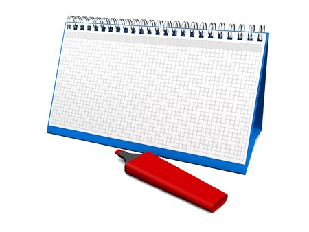 desktop calendar for notes with a red marker  3d renderの写真素材