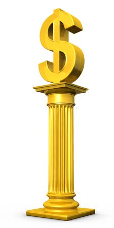 gold dollar sign on column  3d illustration の写真素材