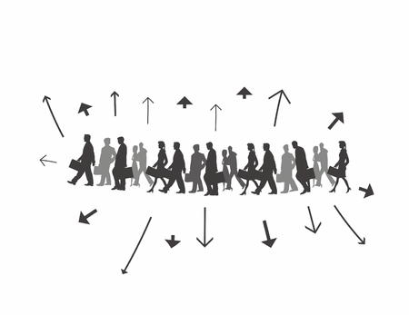 Start of work day - coming to work (concept) as illustration, backgroundの写真素材