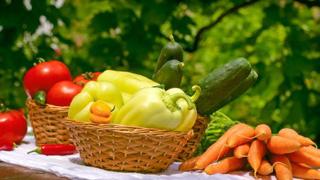Fresh organic vegetables on table
