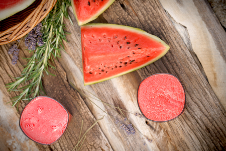 Watermelon juice - smoothie (healthy refreshing drink)の写真素材