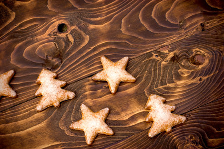 Christmas cookies - biscuits on wooden table