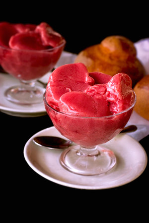 Refreshing and delicious dessert, pleasure of taste in warm daysの写真素材