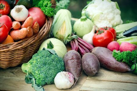 Fresh organic vegetable, healthy food in vegetarian dietの写真素材
