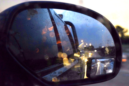 Rearview mirror sceneryの写真素材