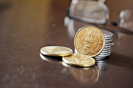 indian 5 rupee s coinの写真素材