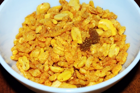 Chivda a dry Delicious indian salty fried snack,Poona, Maharashtra,Indiaの写真素材