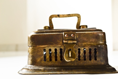 Brass Paan Daan betel leaf Box   with fitted interior and tray with intricate traditional decoration の写真素材
