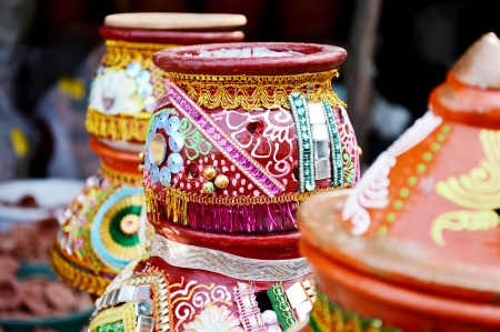 Festival of Maha Laxmi Navratri Garba Kalash Matka Decoration,Poona,Maharashtra,Indiaのeditorial素材