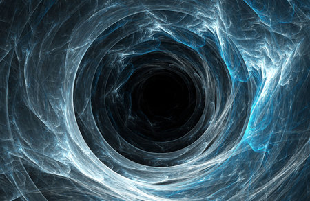Black hole for blue swirl made with fractal design, black background