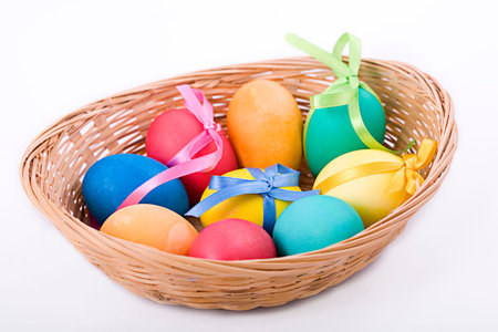 Easter eggs in a wicker basket