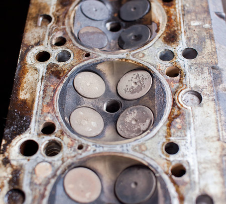 Inside the old car engine