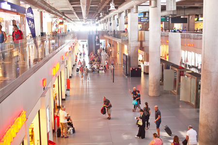 DALAMAN, TURKEY - SEPTEMBER 20, 2015: International airport in the Dalaman cuty with many traveler.のeditorial素材