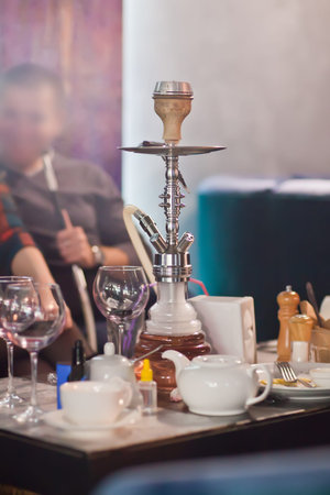 The restaurants interior with hookah