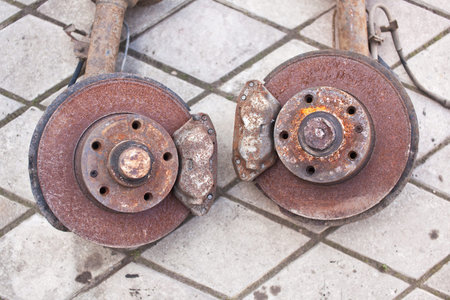Old rusty brakes from the car.の写真素材