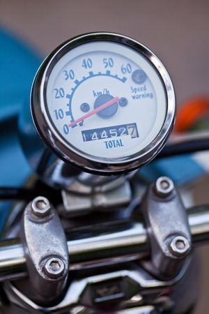 Close-up photo of retro scooter odometerの写真素材