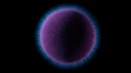 Purple ful ball isolated on black background. 3D redner