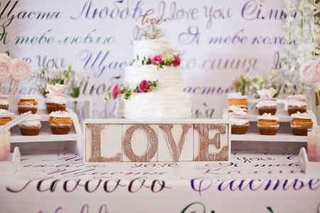Dessert table for a wedding party.の写真素材