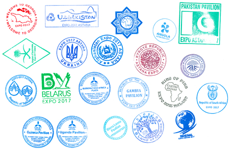 Stamps of the countries participating in the International Specialized Exhibition EXPO 2017のeditorial素材