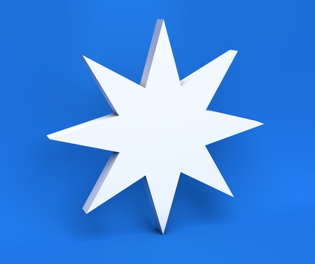 3d white Christmas snowflake isolated on blue backgroundの写真素材