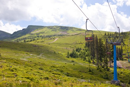 Cableway in the Carpathians. Ukraineの写真素材