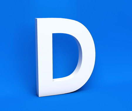 White symbol D on a blue background. 3D Render.の写真素材