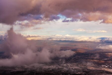 View of the High Tatras with fog and snow.の写真素材