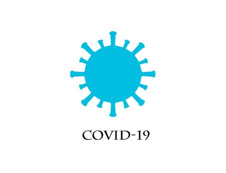 Covid-19 blue icon on a white backgroundの写真素材