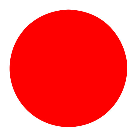 Red flat icon of circle isolated on white backgroundの写真素材