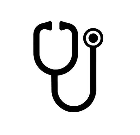 Black flat stethoscope icon isolated on white backgroundの写真素材
