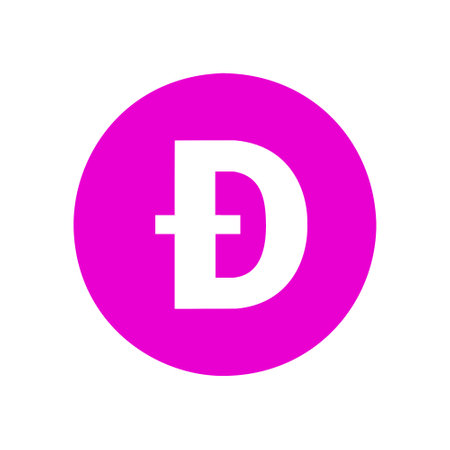DogeCoin purple flat icon isolated on white backgroundの写真素材