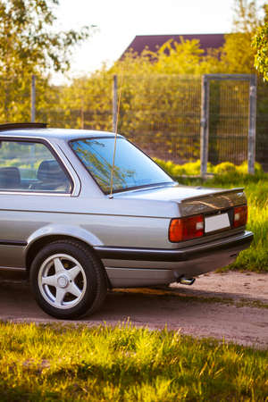 The back of an old German rare car from the 80sの写真素材
