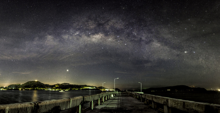 Milky way panorama at Palai Phuketの写真素材