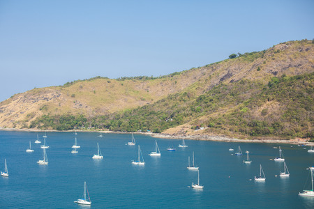 bay harbour yatch horizontal from ariel viewの写真素材