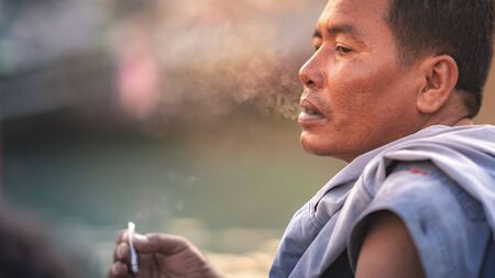 The man smokingのeditorial素材