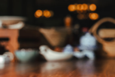 Abstract blur restaurant background - vintage toneの写真素材