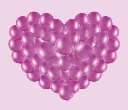 balloons pink heart in the pink sky, the Valentine's Day cardのイラスト素材