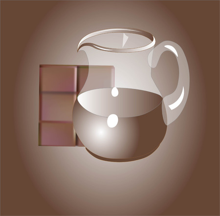 jug with chocolate milk, cocoa, and a chocolate barのイラスト素材