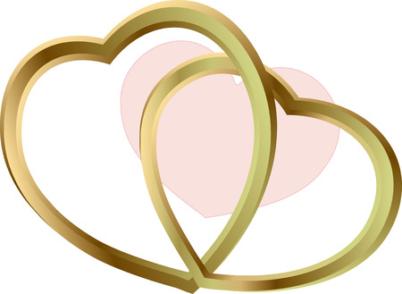 gold wedding  hearts crossing against red heartのイラスト素材