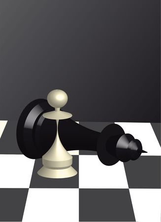 pawn won against the queen on a chessboardのイラスト素材