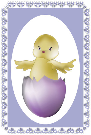 card, congratulation on the son's birth, chicken from eggのイラスト素材