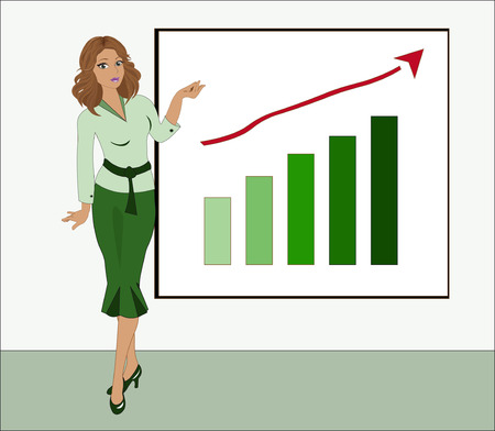 young stylish woman does presentation of the successful business planのイラスト素材