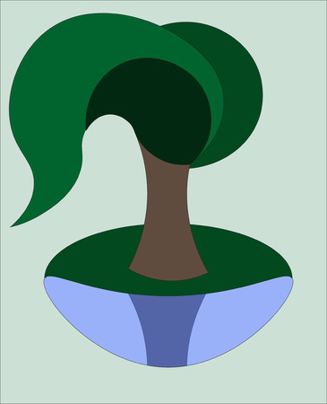 willow in the river bank is reflected in waterのイラスト素材
