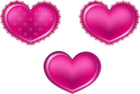 three red volume hearts with lacy edgeのイラスト素材