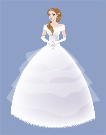 young beautiful woman in a white wedding dressのイラスト素材